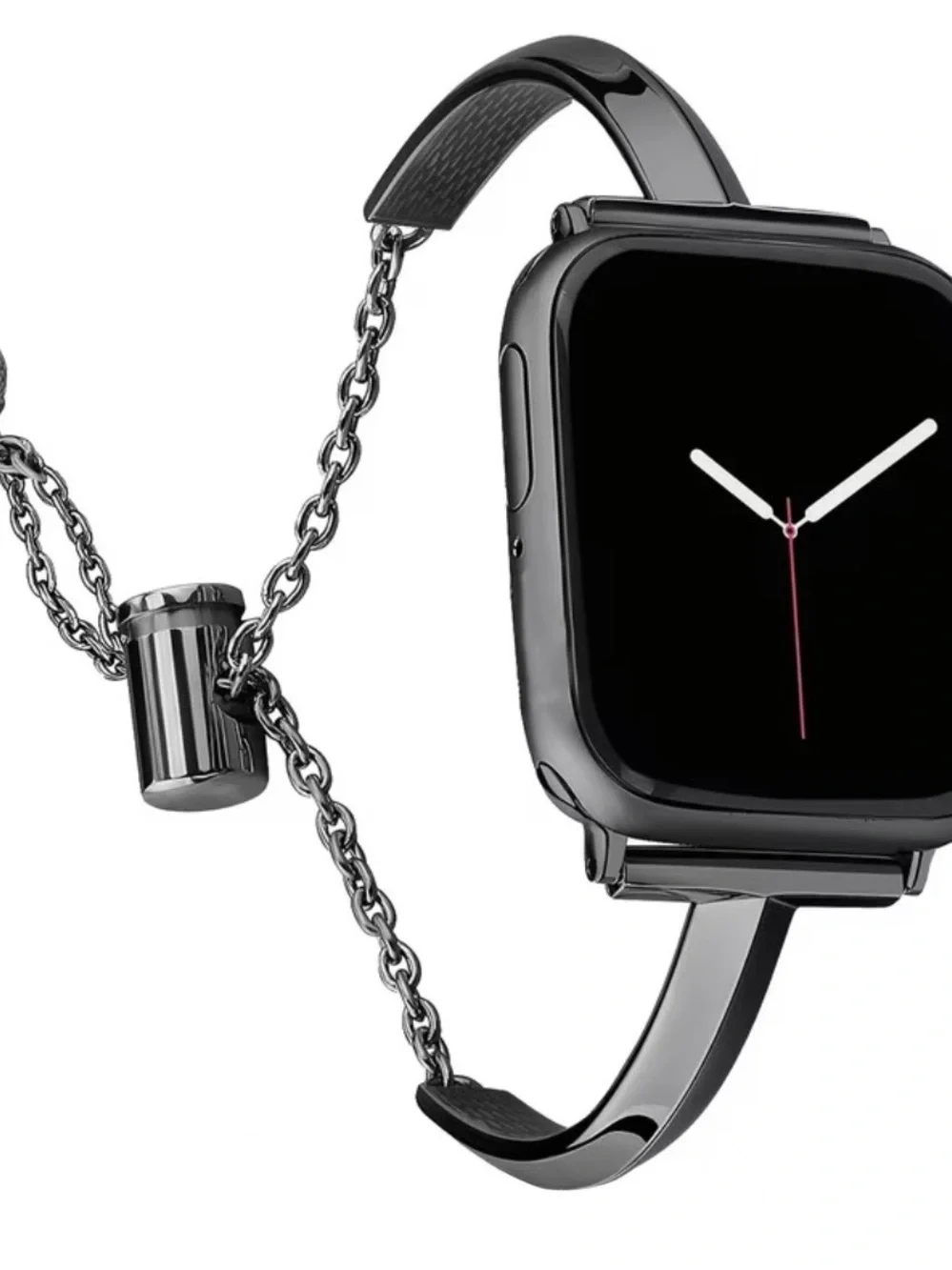 1-Tiarra Bracelet Black Polished Metal Smartwatch Band (NOT APPLE BRAND)